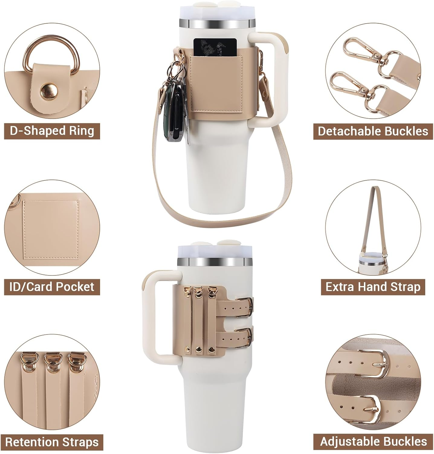 HYDRO LuxeCarry. Premium PU Leather Bottle Cover with Protection and Pockets.