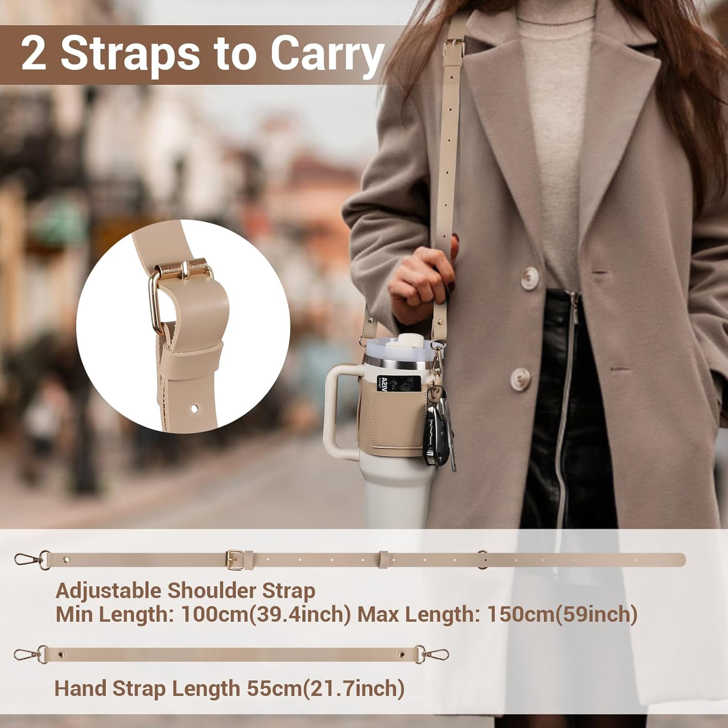 HYDRO LuxeCarry. Premium PU Leather Bottle Cover with Protection and Pockets.