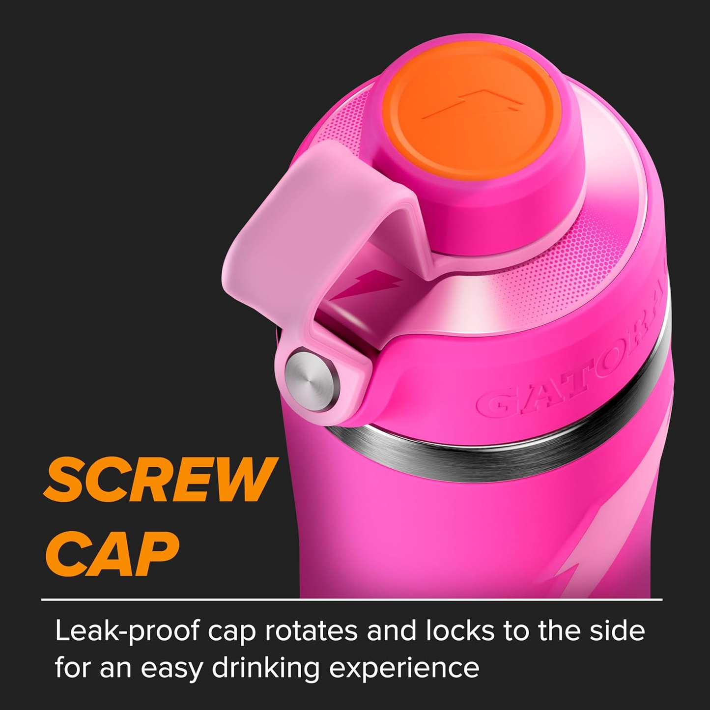 HYDRO SteelFlow. Durable steel bottle with spare cap and straw.