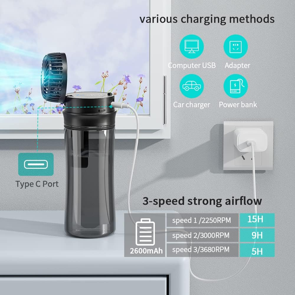 HYDRO Breeze. Bottle with a fan for comfortable cooling in any weather.