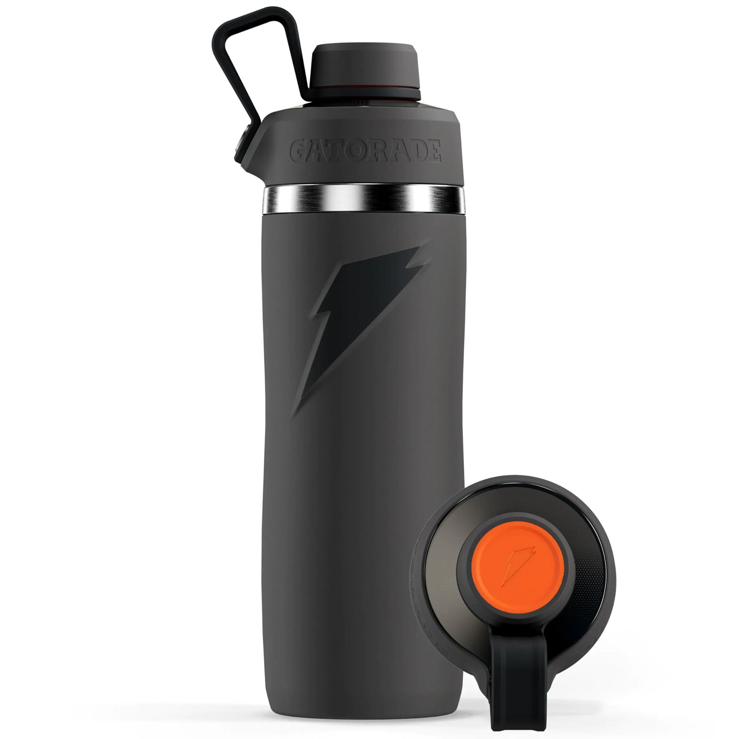 HYDRO SteelFlow. Durable steel bottle with spare cap and straw