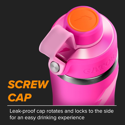 HYDRO SteelFlow. Durable steel bottle with spare cap and straw.