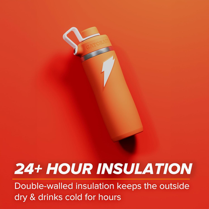 HYDRO SteelFlow. Durable steel bottle with spare cap and straw.