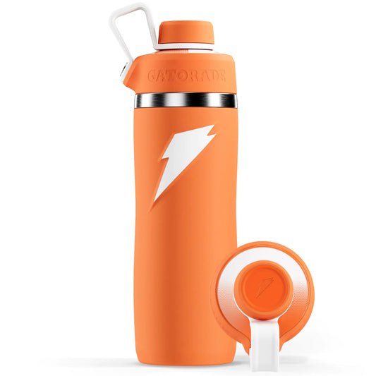HYDRO SteelFlow. Durable steel bottle with spare cap and straw.
