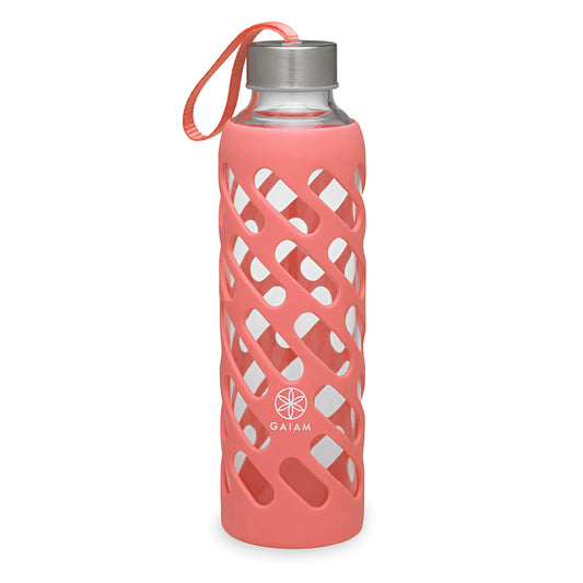HYDRO GlassGuard. Elegant BPA-free glass bottle with protection and convenient lid.