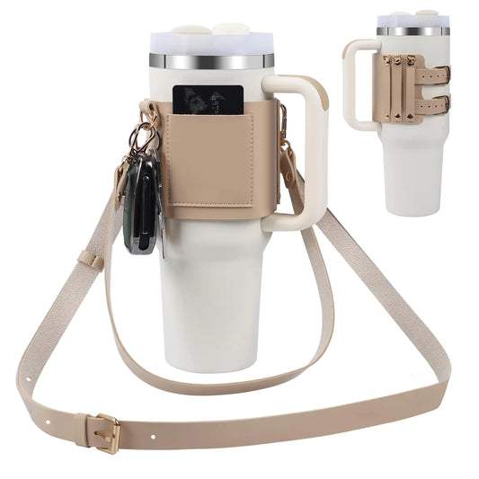 HYDRO LuxeCarry. Premium PU Leather Bottle Cover with Protection and Pockets.